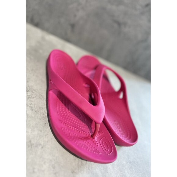 Crocs Kadee II Women Shoes Pink Sz 8 Toe Thong Comfort Slides Sandals - Picture 8 of 9